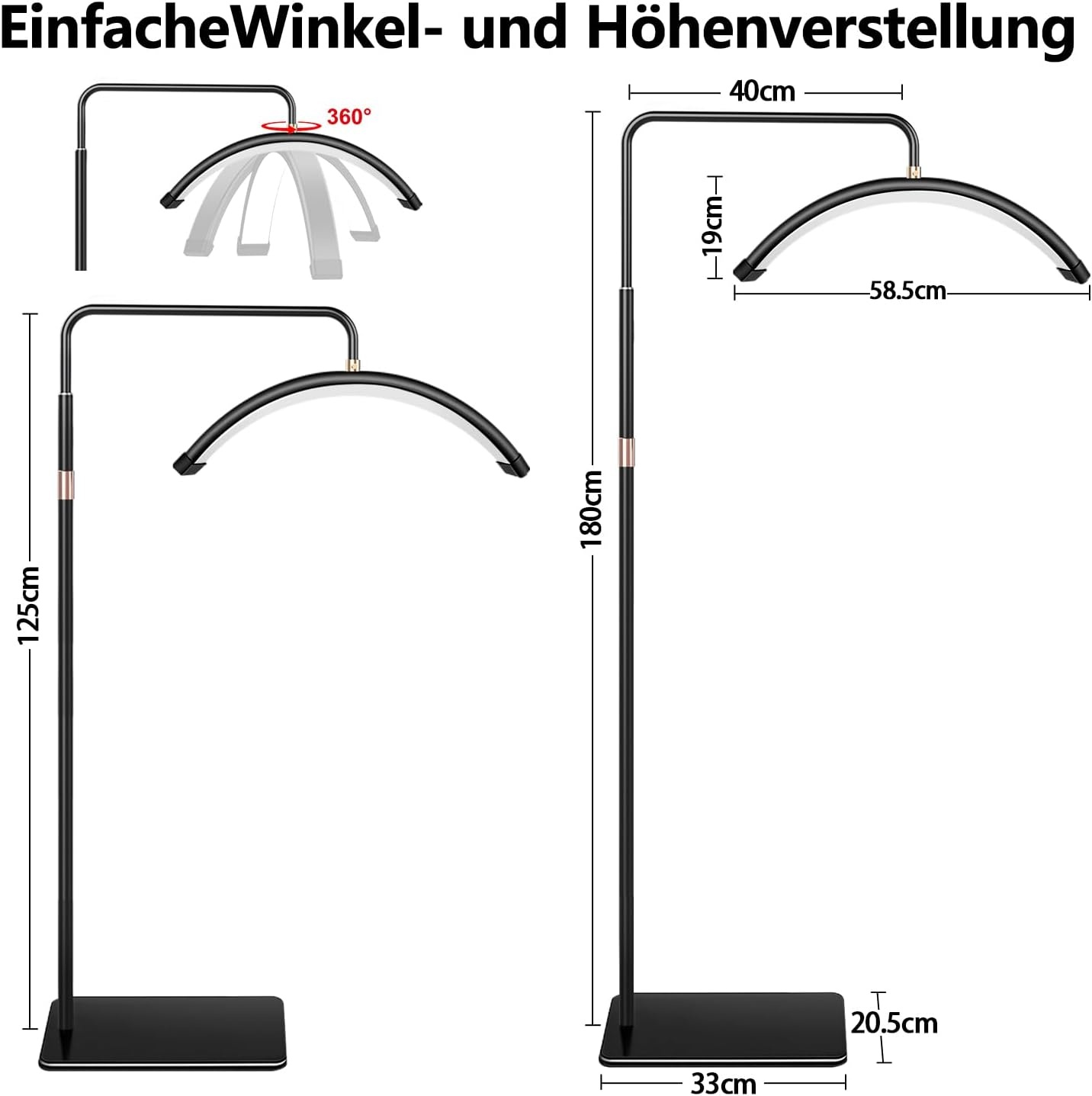 Halbmond-Stehlampe für Beauty-Profis - Höhenverstellbar - bis zu 34% sparen