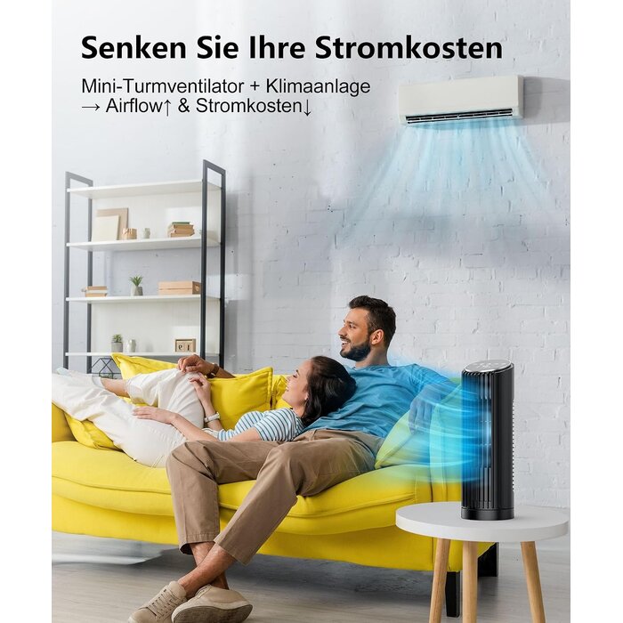 Leiser Turmventilator, 33 cm - 4 Stufen & Fernbedienung - bis zu 33% sparen