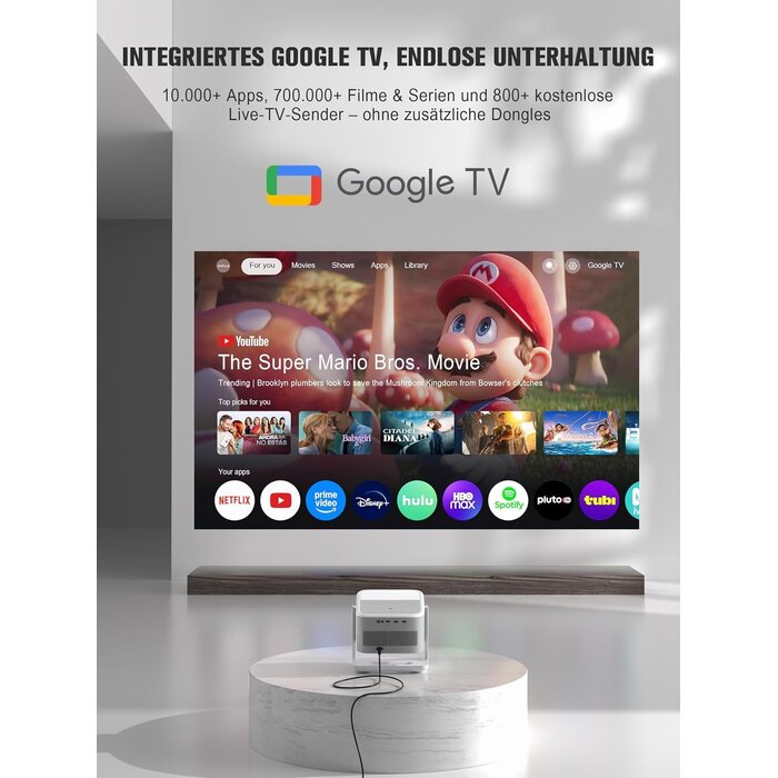 Smarter 4K Full HD Beamer mit Google TV - bis zu 34,4% Rabatt
