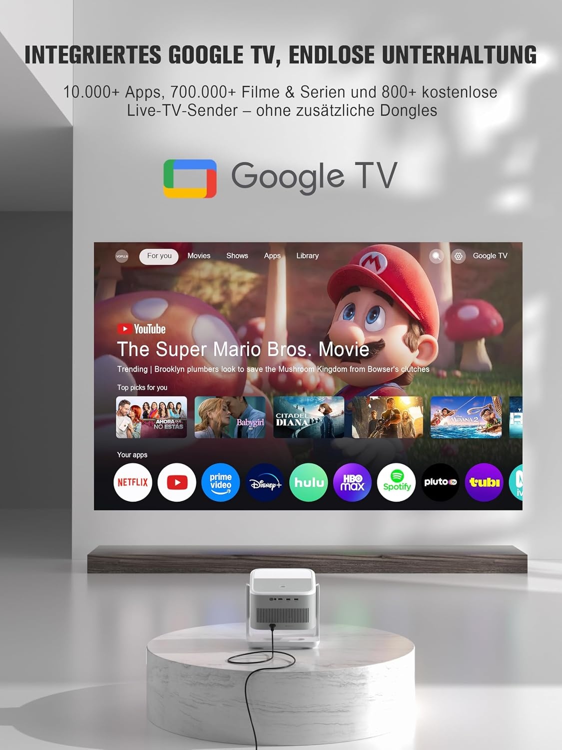 Smarter 4K Full HD Beamer mit Google TV - bis zu 34,4% Rabatt
