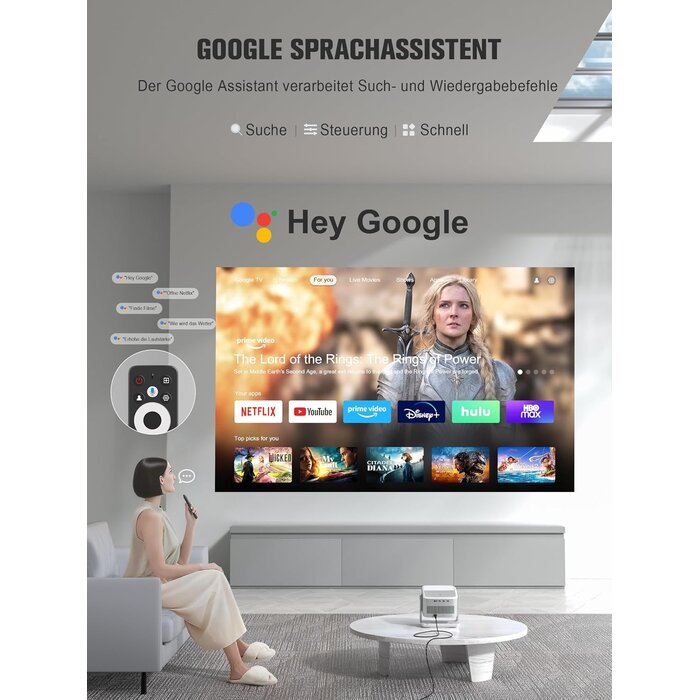 Smarter 4K Full HD Beamer mit Google TV - bis zu 34,4% Rabatt
