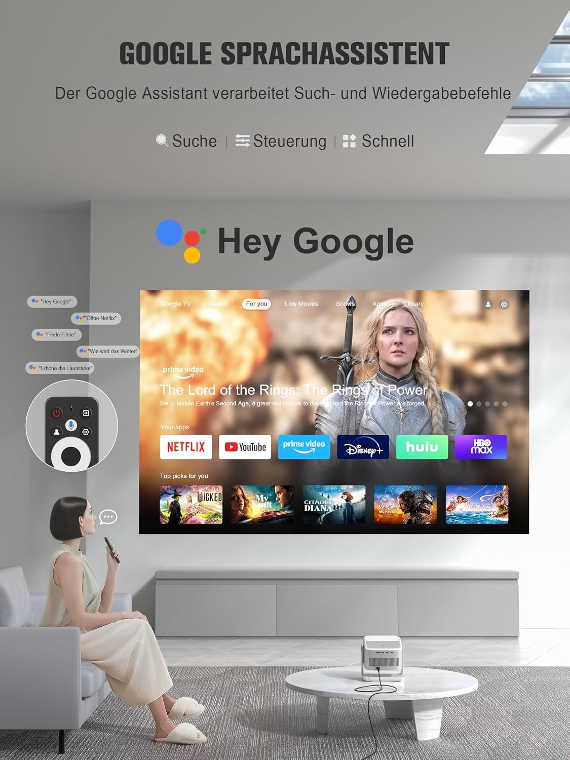 Smarter 4K Full HD Beamer mit Google TV - bis zu 34,4% Rabatt