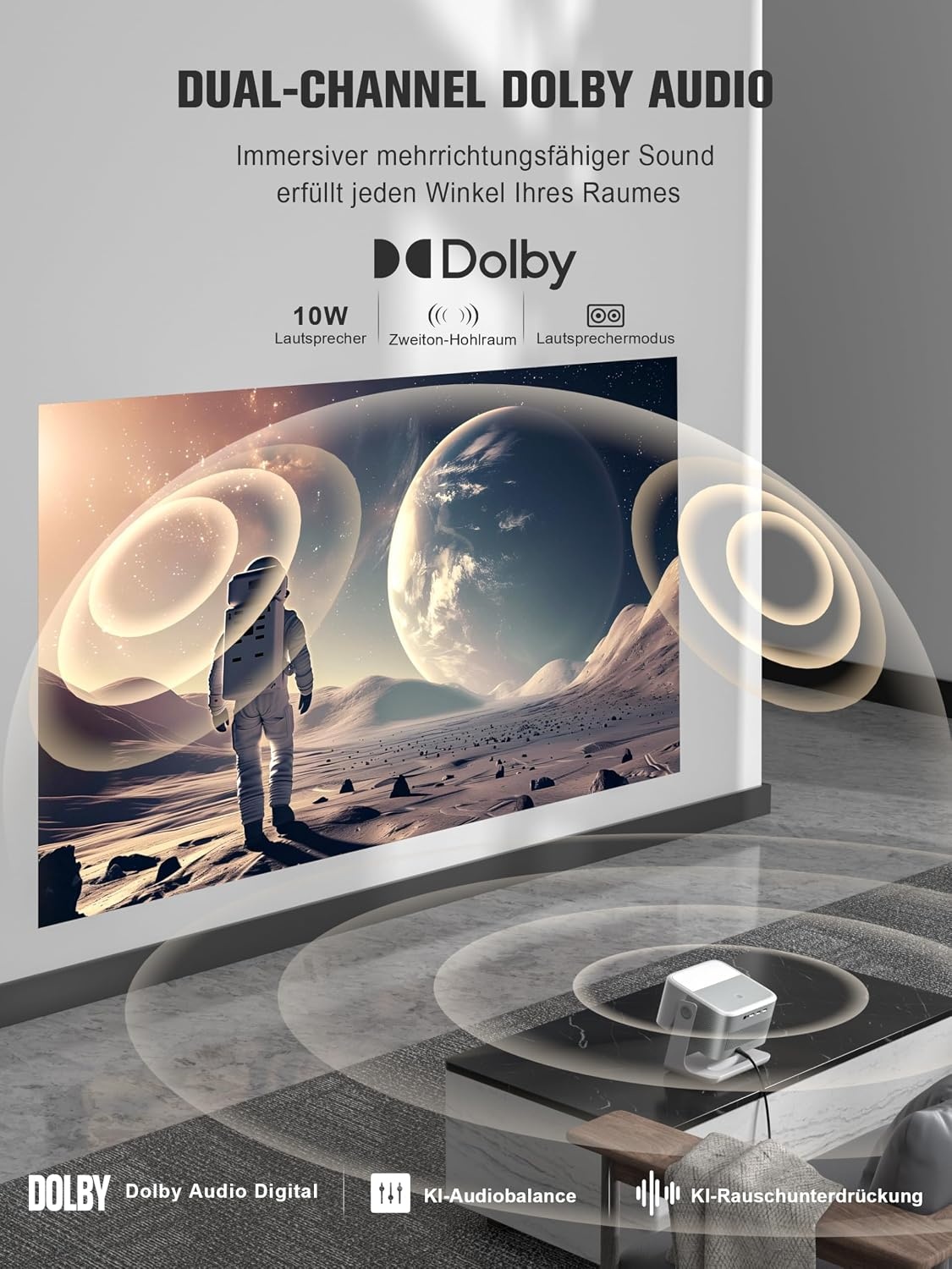 Smarter 4K Full HD Beamer mit Google TV - bis zu 34,4% Rabatt
