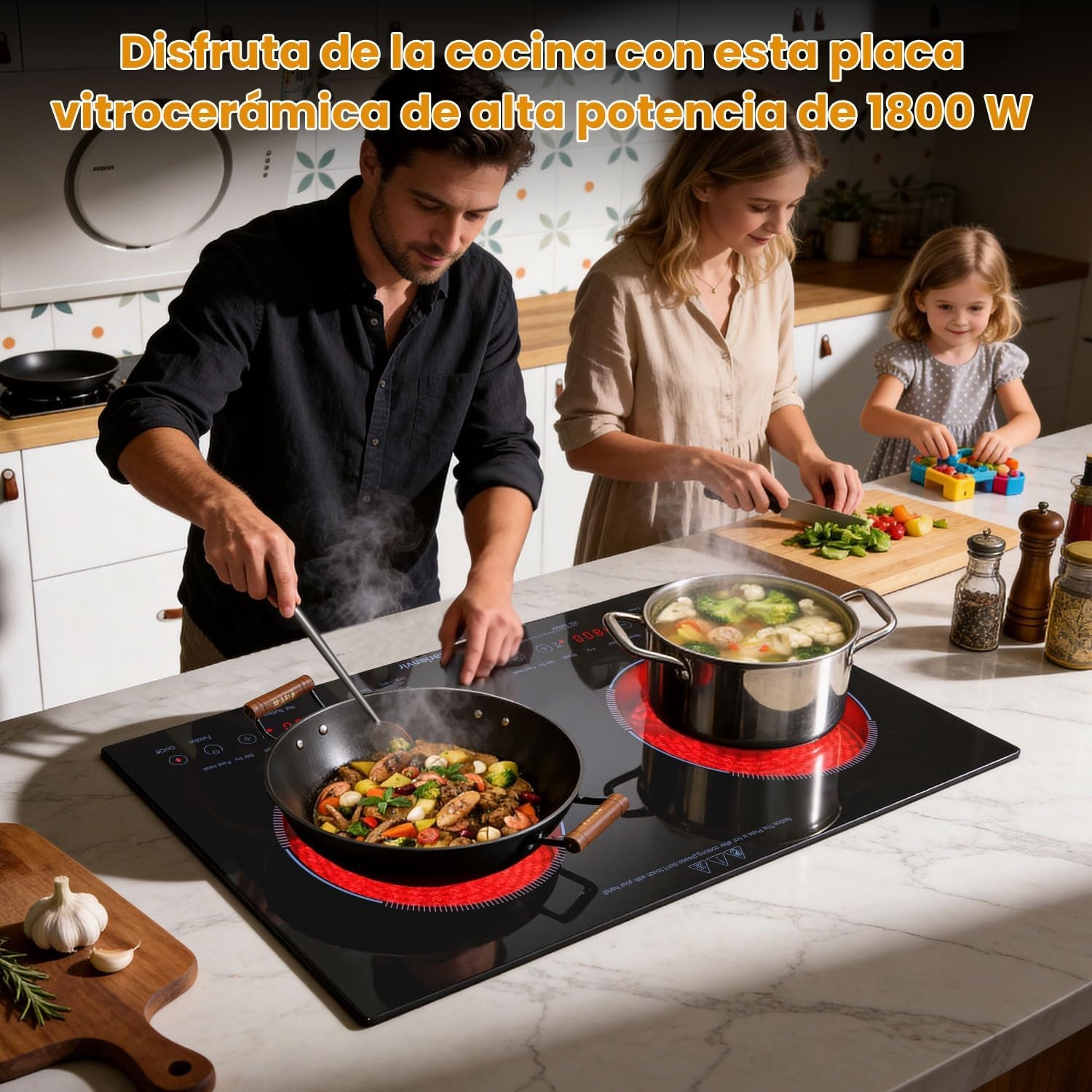 Doppel-Glaskeramik-Kochfeld 3600W freistehend - Outlet bis zu 29,4% reduziert