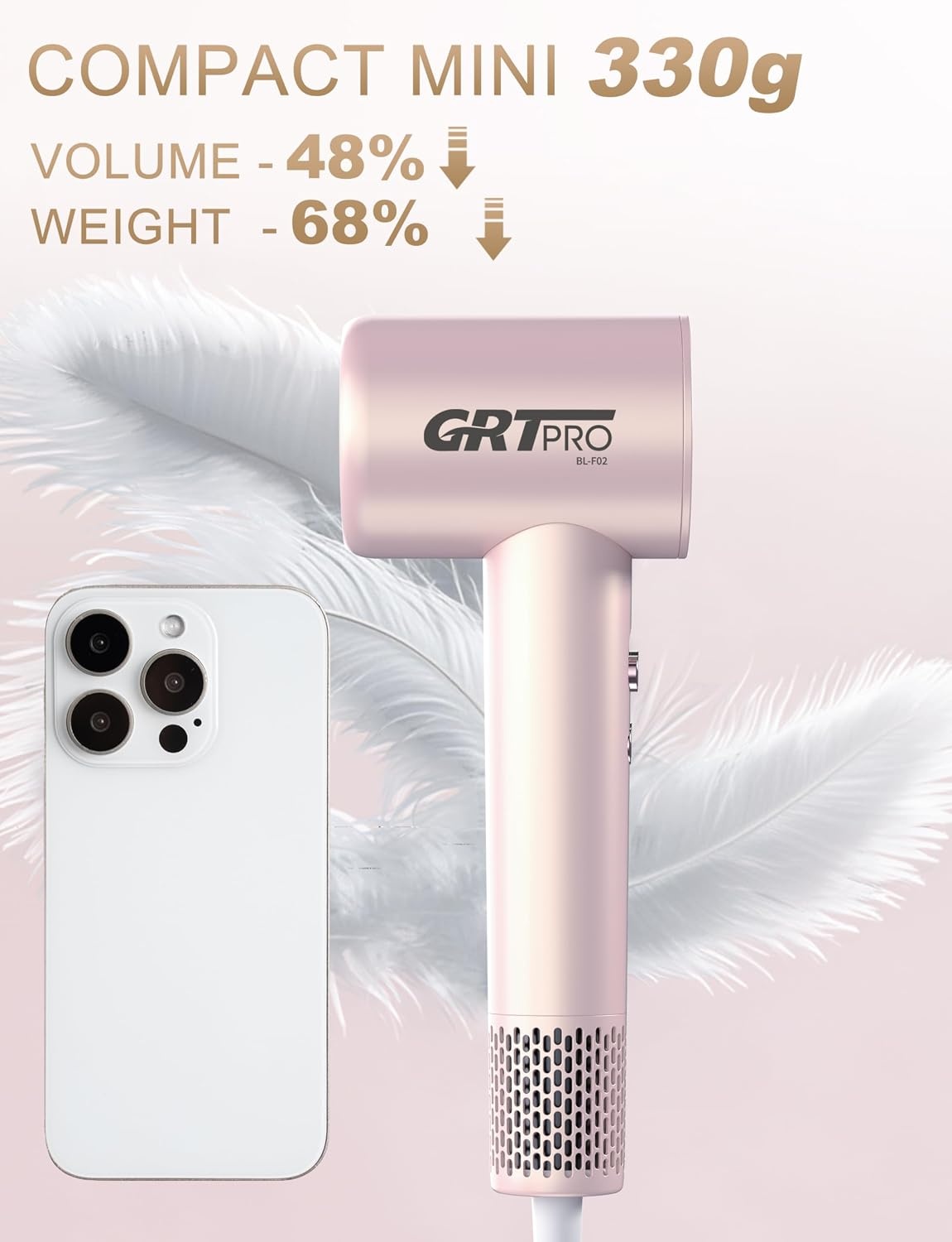 Leistungsstarker Haartrockner mit magnetischem Diffusor - Rosa - bis zu 28,4% Rabatt