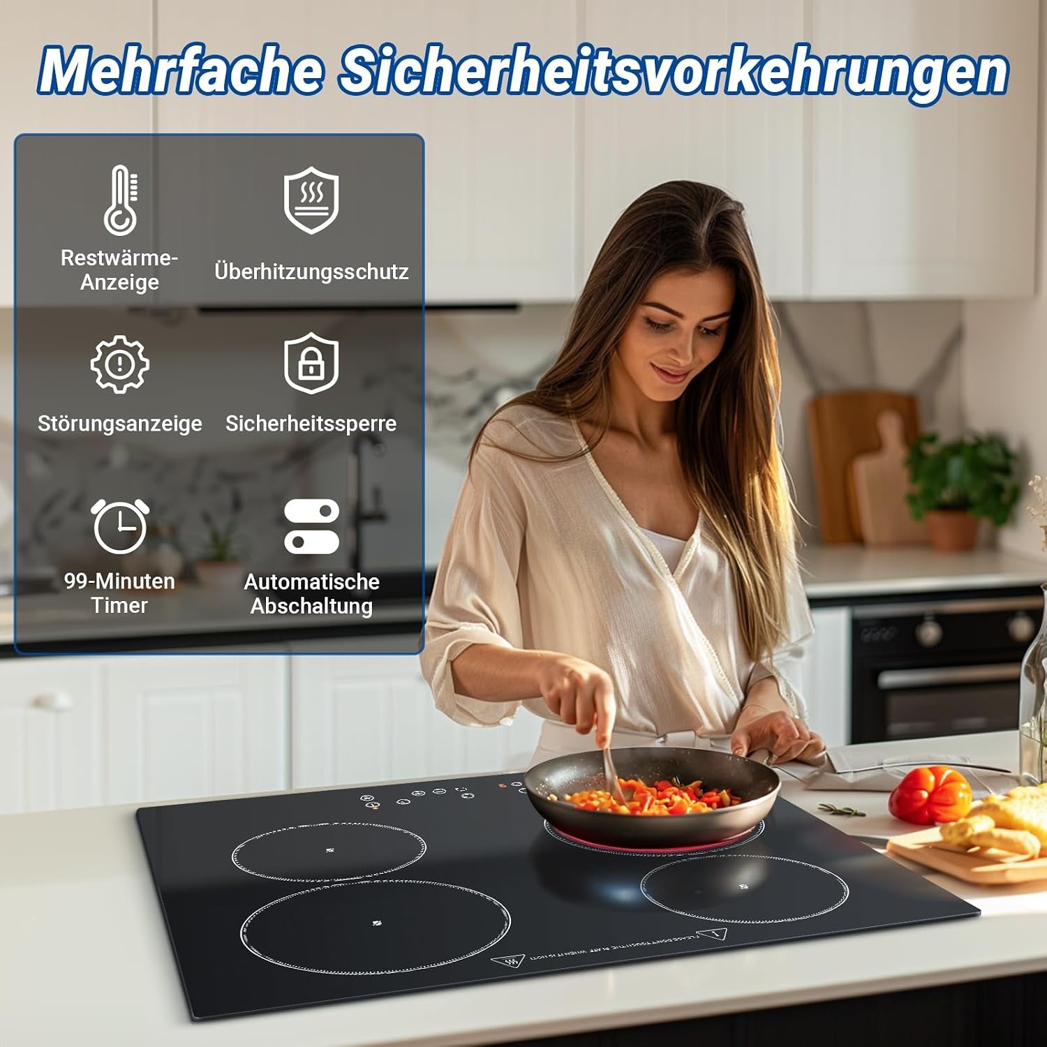 Glaskeramik-Kochfeld 60cm, 4 Zonen, 9 Stufen, Touch - Jetzt bis zu 34,8% sparen