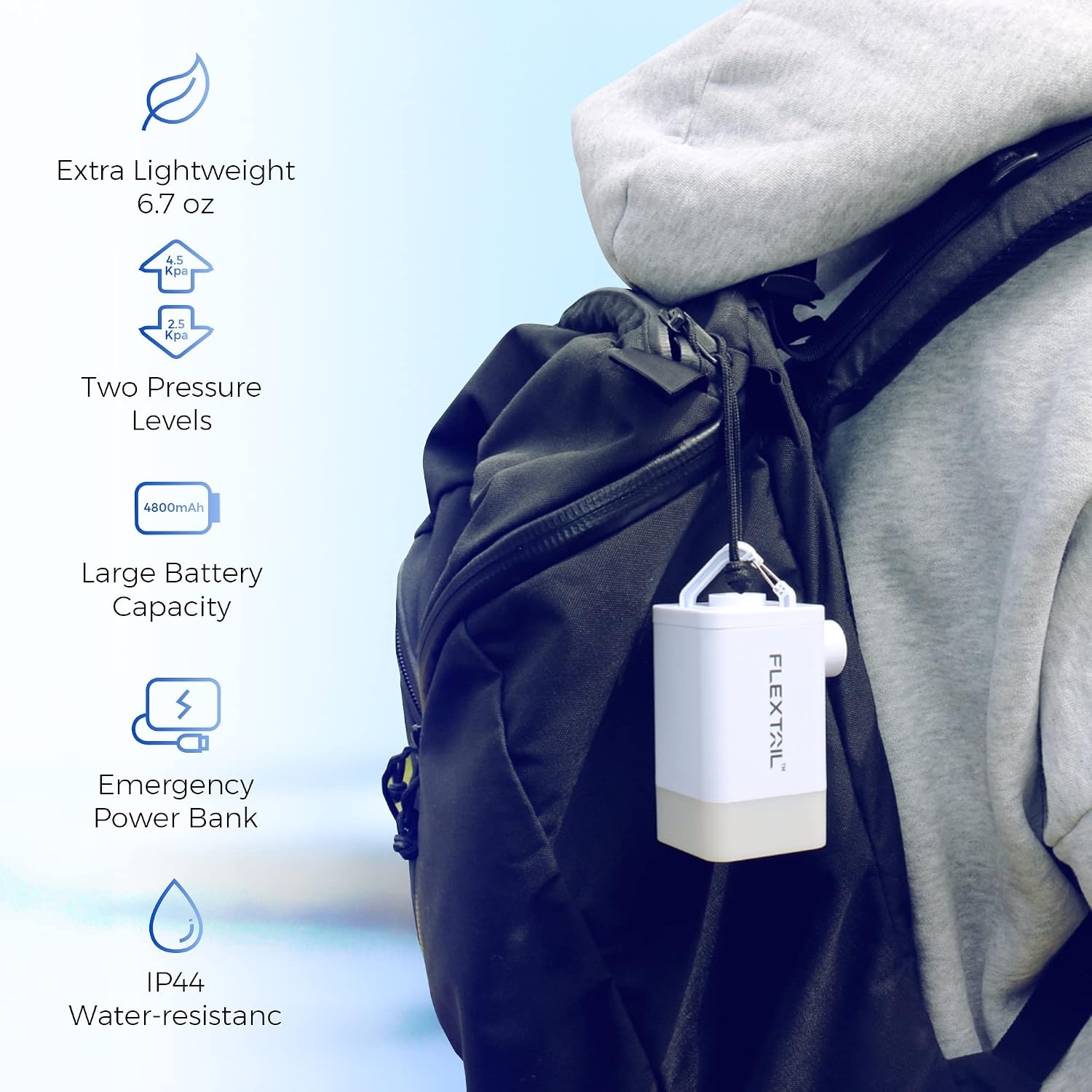 4-in-1 Mini-Luftpumpe mit Powerbank & Licht - Outdoor-Multitool bis zu 32% günstiger