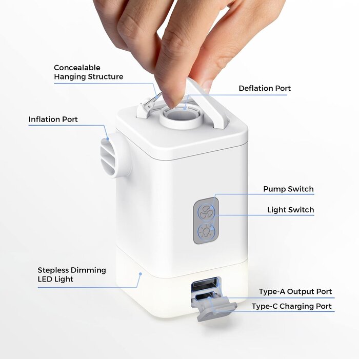 4-in-1 Mini-Luftpumpe mit Powerbank & Licht - Outdoor-Multitool bis zu 32% günstiger