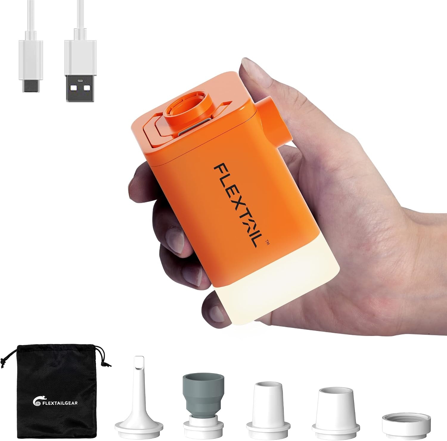 4-in-1 Mini-Luftpumpe mit Powerbank & Lampe - Orange - bis zu 32% günstiger