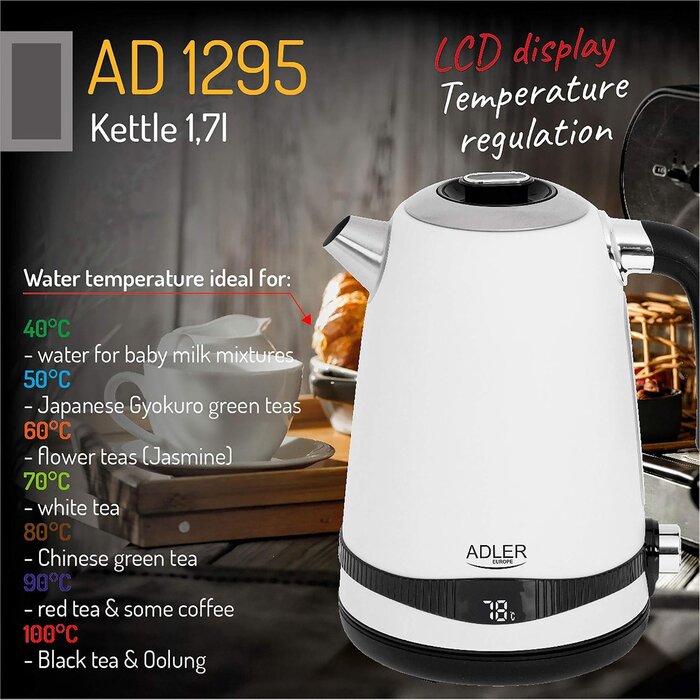 Elektrischer Wasserkocher 1,7L, 2200W mit LCD - bis zu 33% Rabatt