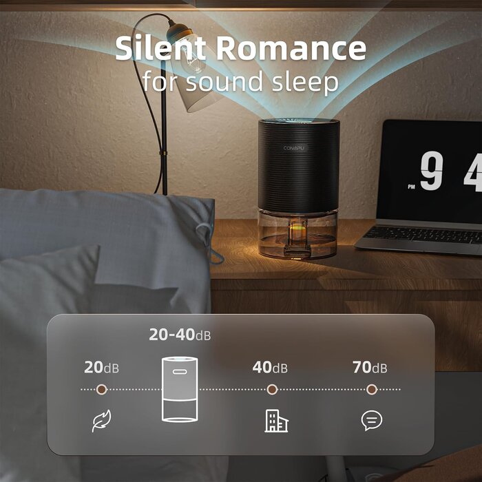 Kompakter Luftentfeuchter - 750ml, 30dB, LED - Jetzt bis zu 27% sparen