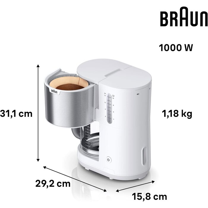 Filterkaffeemaschine 1,2L Thermokanne 1000W - Weiß - Sparen Sie bis zu 29%