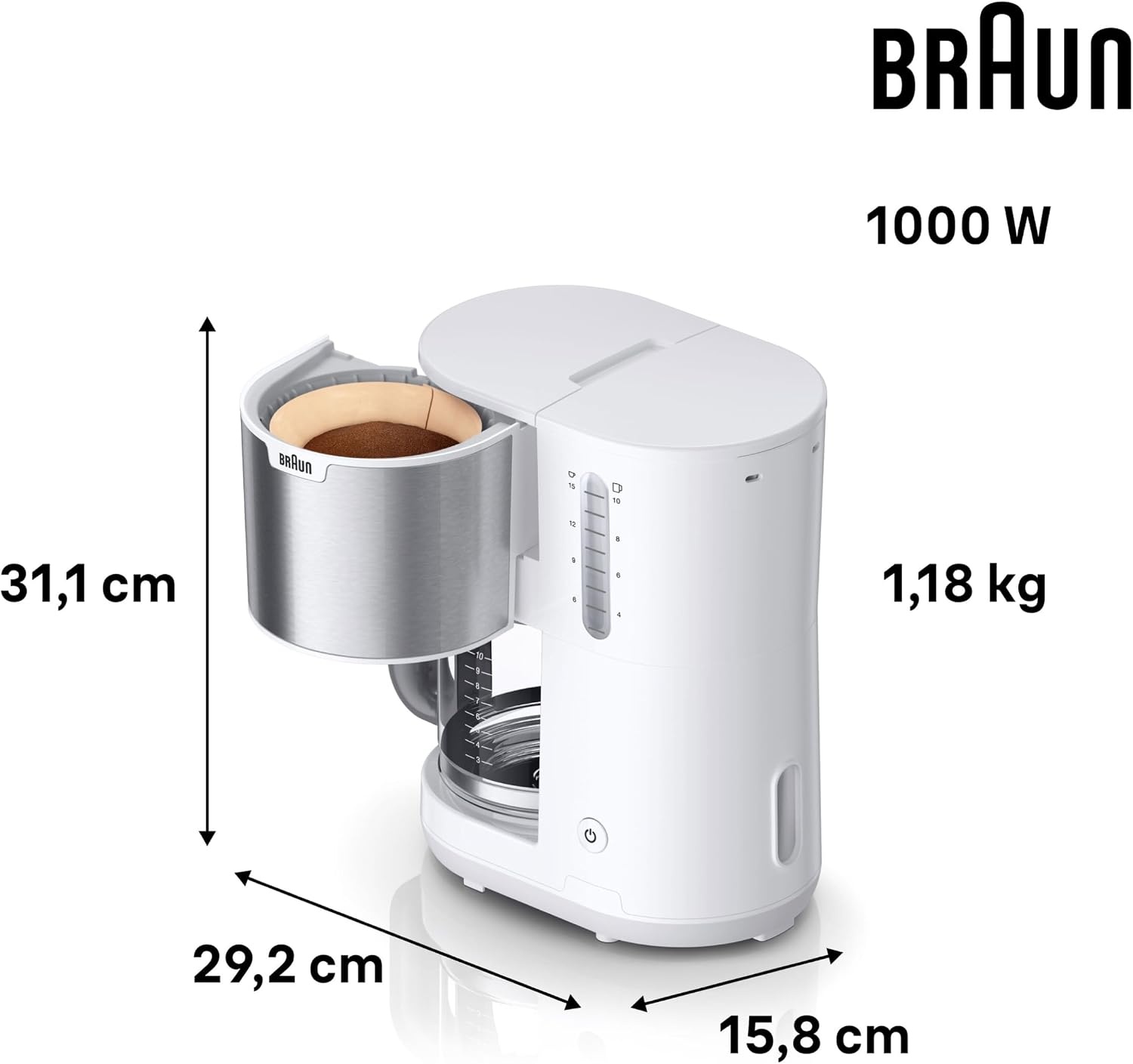 Filterkaffeemaschine 1,2L Thermokanne 1000W - Weiß - Sparen Sie bis zu 29%
