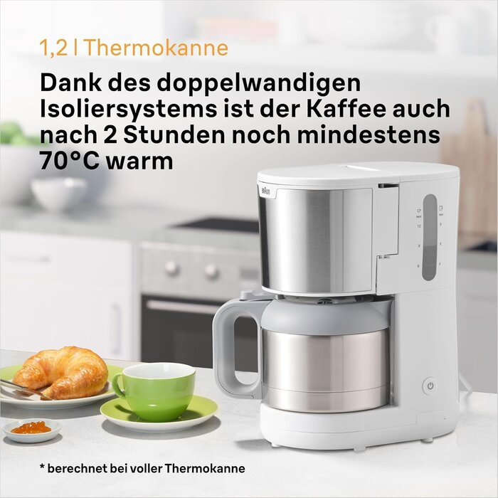 Filterkaffeemaschine 1,2L Thermokanne 1000W - Weiß - Sparen Sie bis zu 29%