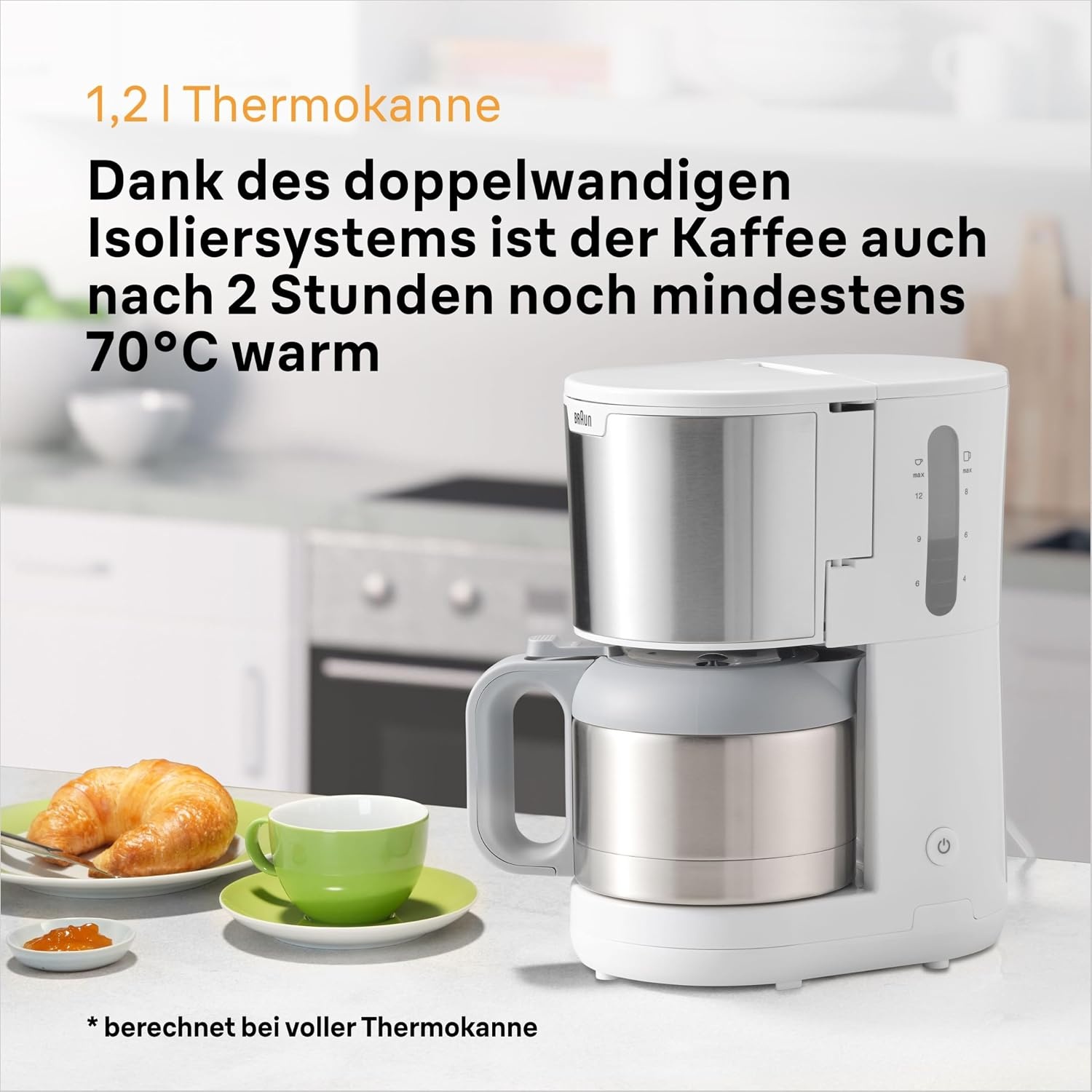 Filterkaffeemaschine 1,2L Thermokanne 1000W - Weiß - Sparen Sie bis zu 29%