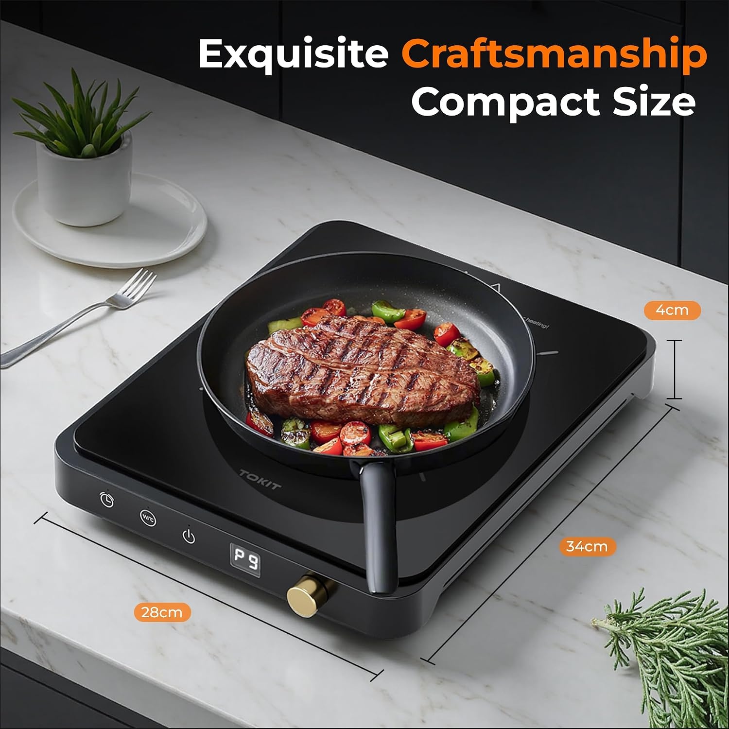 Induktionskochfeld 2000W - Schlankes Design - Sparen Sie bis zu 34%