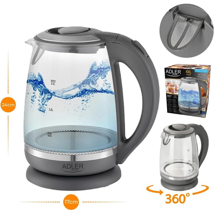 Design Glas-Wasserkocher 2,0L 2000W - bis zu 27% Rabatt im Outlet