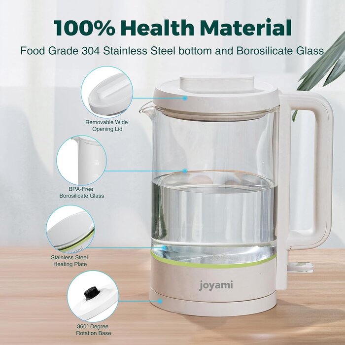Elektrischer Glas-Wasserkocher 1,5L - 1500W - Weiß - jetzt bis zu 26% günstiger