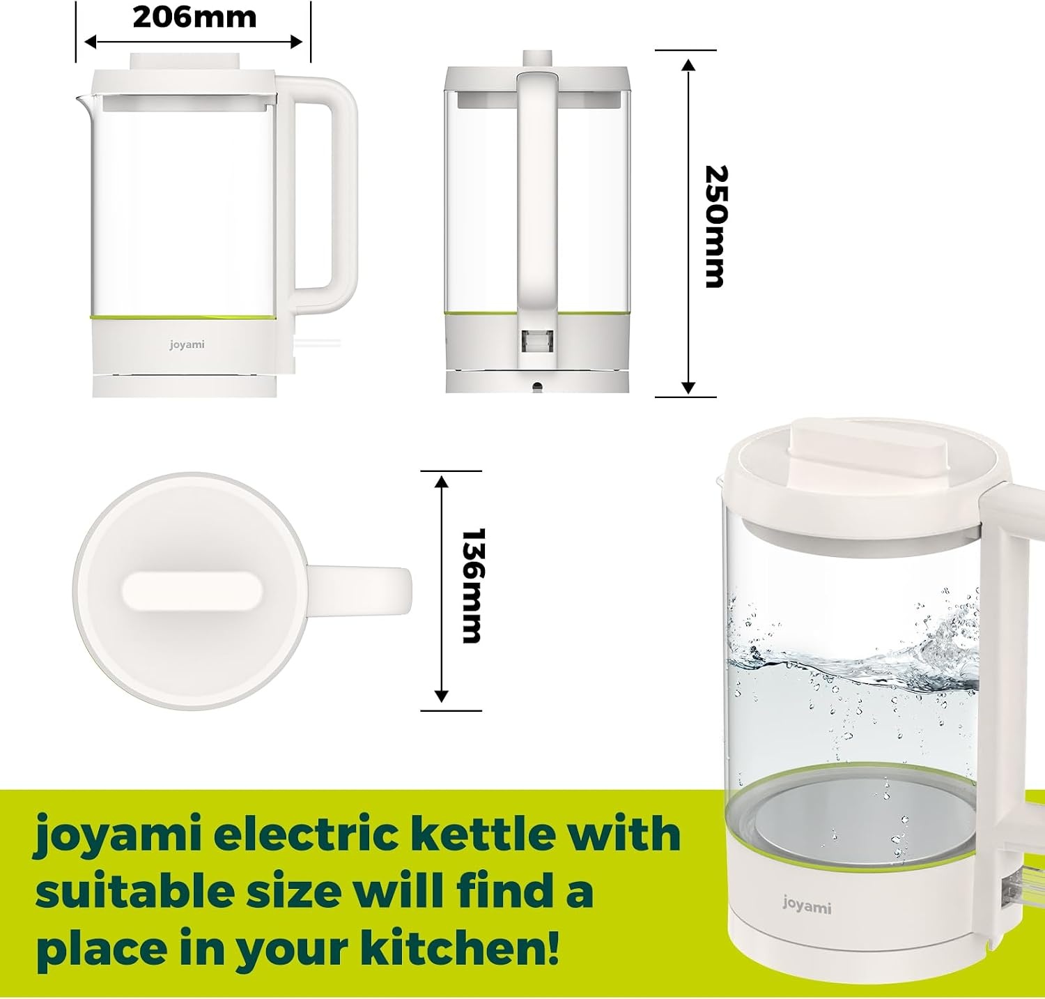 Elektrischer Glas-Wasserkocher 1,5L - 1500W - Weiß - jetzt bis zu 26% günstiger