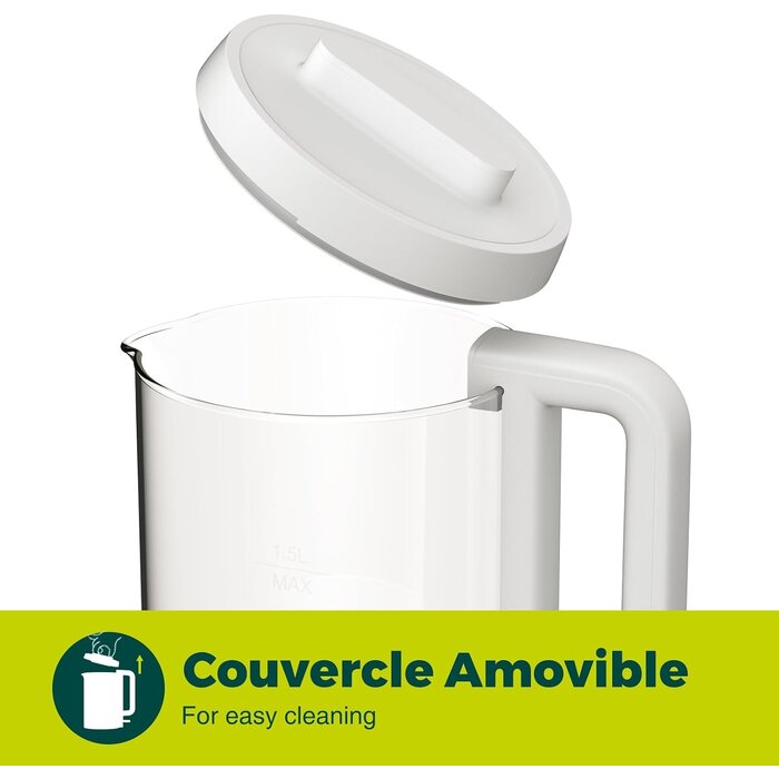 Elektrischer Glas-Wasserkocher 1,5L - 1500W - Weiß - jetzt bis zu 26% günstiger