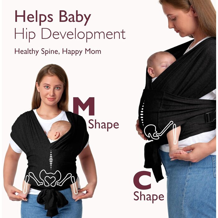Ergonomische Babytrage - für Neugeborene bis 15 kg - Dunkelgrau - bis zu 34% sparen