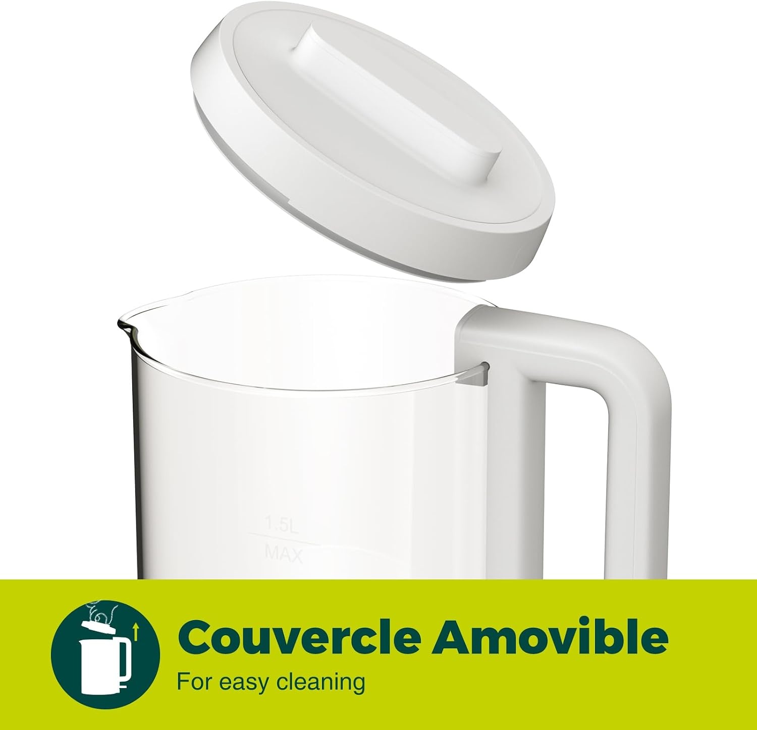 Elektrischer Glas-Wasserkocher 1,5L, 1500W - Weiß - bis zu 30% Rabatt