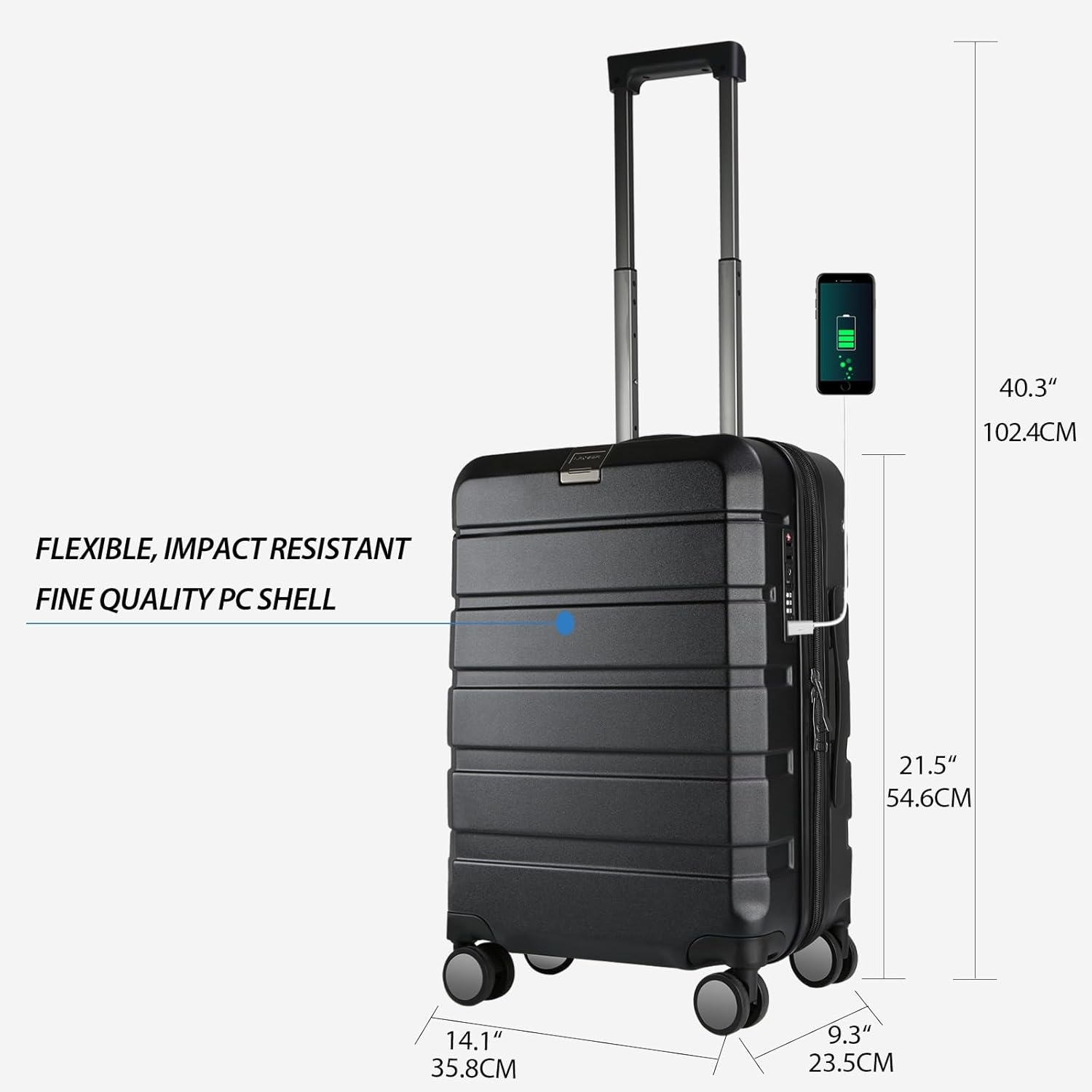 Amazon Erweiterbarer Handgepäckkoffer 50 cm - Schwarz - TSA - Bis zu 34% Rabatt