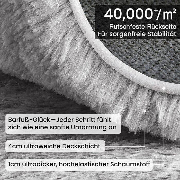 Amazon Flauschiger Hochflor-Teppich 160x230cm, Lichtgrau - bis zu 29% sparen