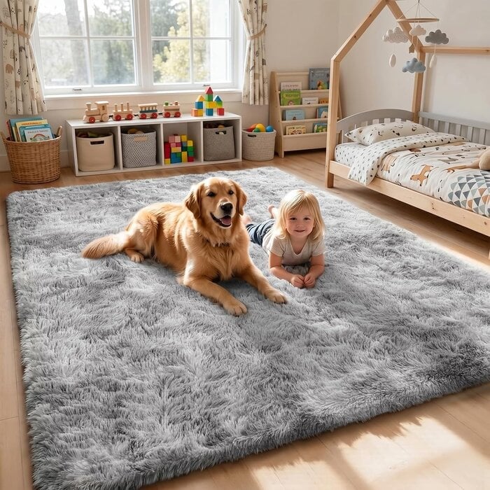 Amazon Flauschiger Hochflor-Teppich 160x230cm, Lichtgrau - bis zu 29% sparen
