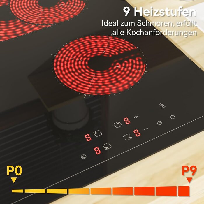 Autarkes Glaskeramik-Kochfeld 59 cm - 4 Zonen - bis zu 34% sparen