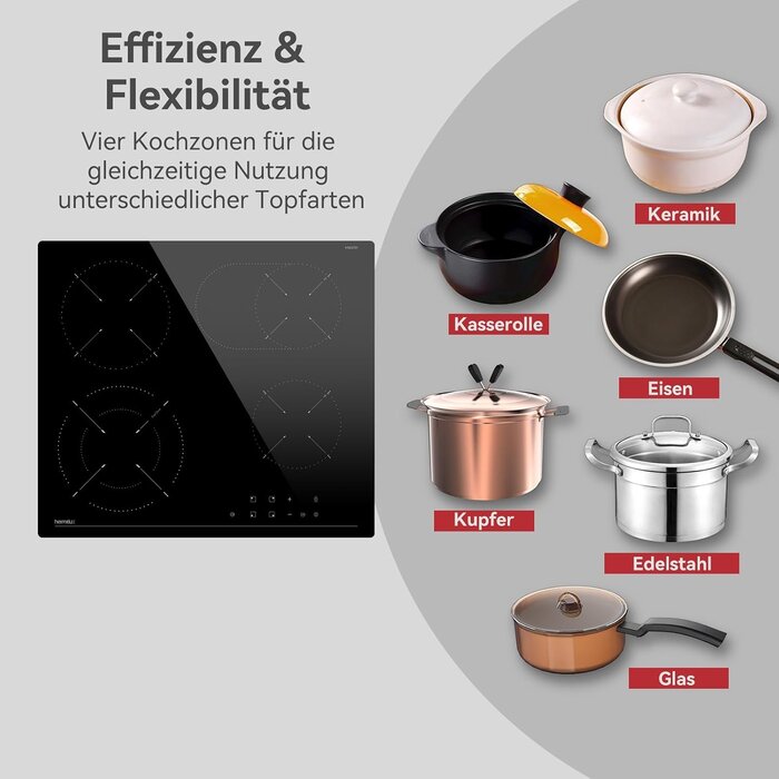 Autarkes Glaskeramik-Kochfeld 59 cm - 4 Zonen - bis zu 34% sparen