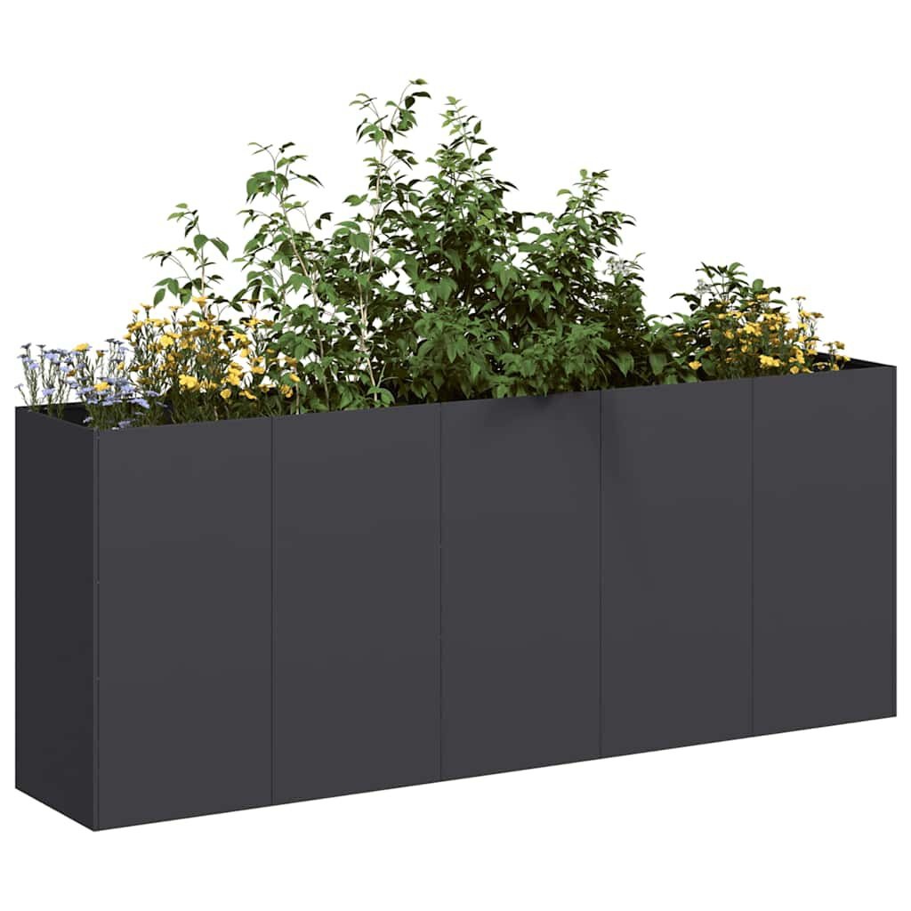 Vidaxl Großer Pflanzkasten 200x40x80cm Stahl - Schwarz - bis zu 30% Rabatt