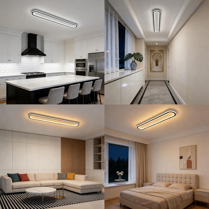 LED Deckenleuchte 120cm Schwarz dimmbar mit Fernbedienung - bis zu 34% Rabatt