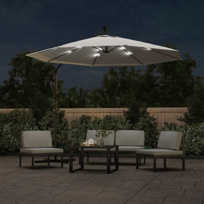Vidaxl Luxus Ampelschirm mit LED Ø 300 cm - Sandfarben - bis zu 30% sparen