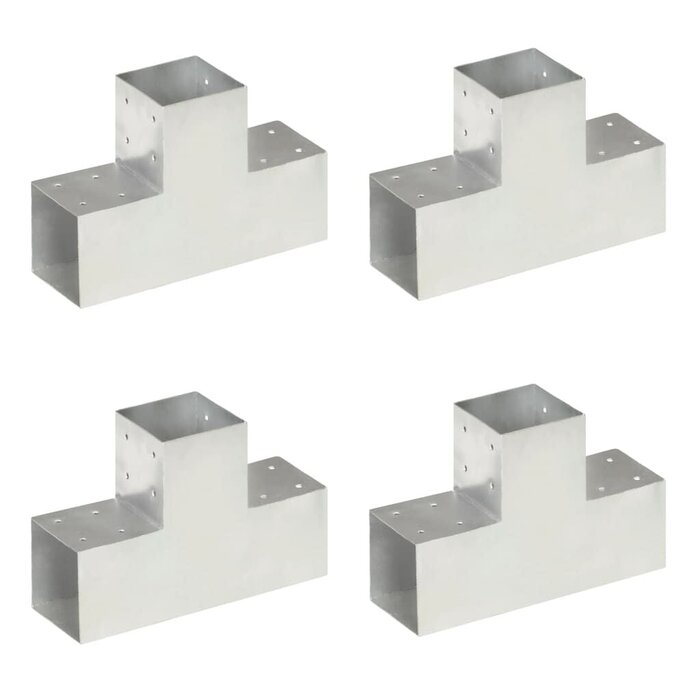 Vidaxl 4er Set Pfostenverbinder T-Form 101x101 mm - Verzinkt - bis zu 34% günstiger