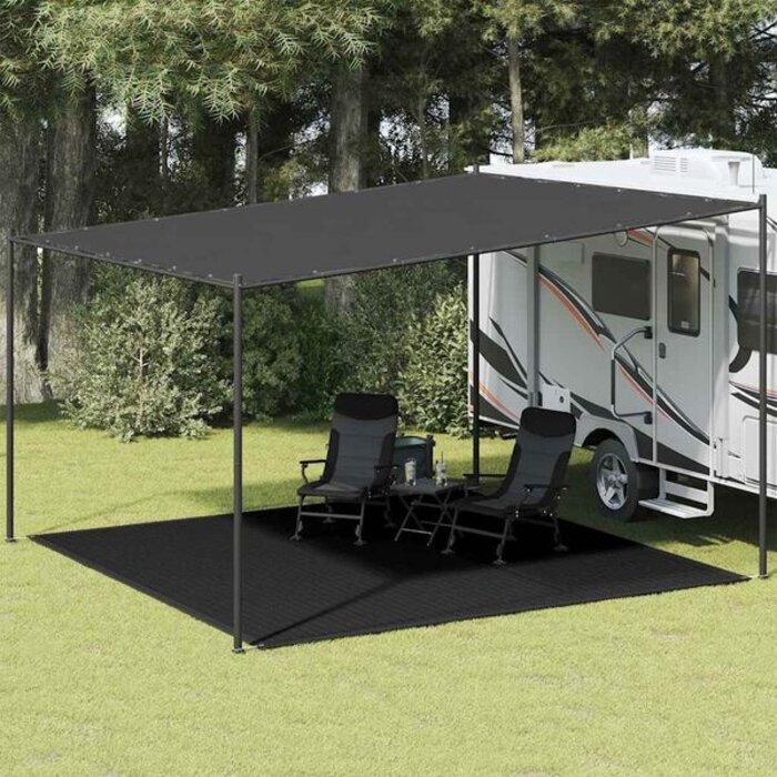 Vidaxl Vorzeltteppich 400x400 cm HDPE Schwarz - Outlet bis zu 33% reduziert