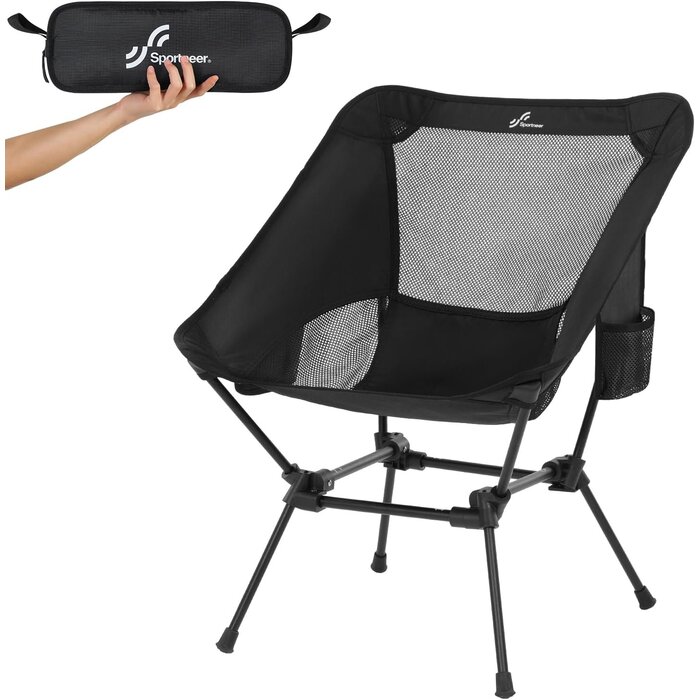 Klappbarer Campingstuhl Schwarz | 150 kg belastbar | Bis zu 28% Rabatt