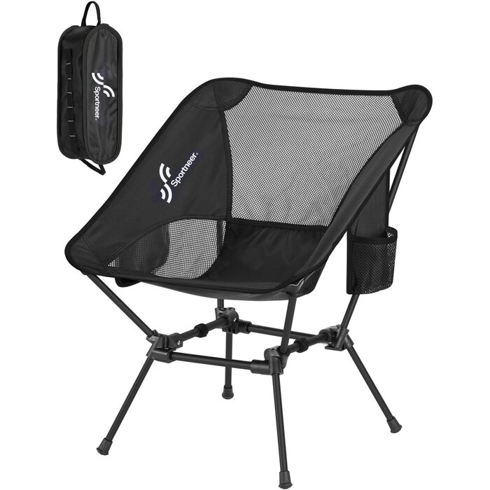 Klappbarer Campingstuhl Schwarz | 150 kg belastbar | Bis zu 28% Rabatt