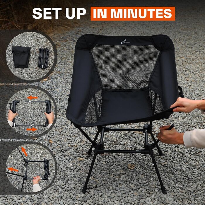 Klappbarer Campingstuhl Schwarz | 150 kg belastbar | Bis zu 28% Rabatt