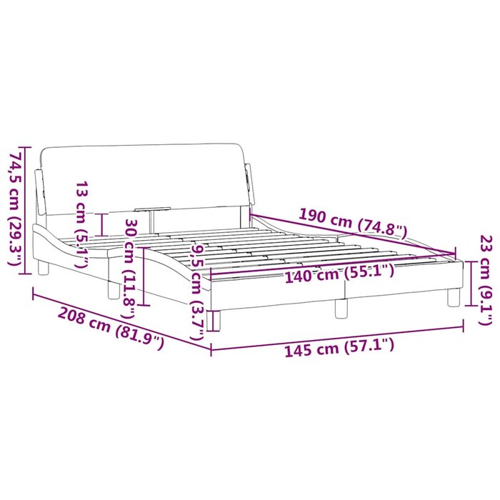 Vidaxl Stilvolles Polsterbett 140x190 cm - Lichtgrau - Jetzt bis zu 57% sparen