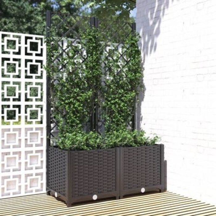 Vidaxl Pflanzkübel mit Rankgitter 80x40x136 cm Schwarz - bis zu 44% Rabatt