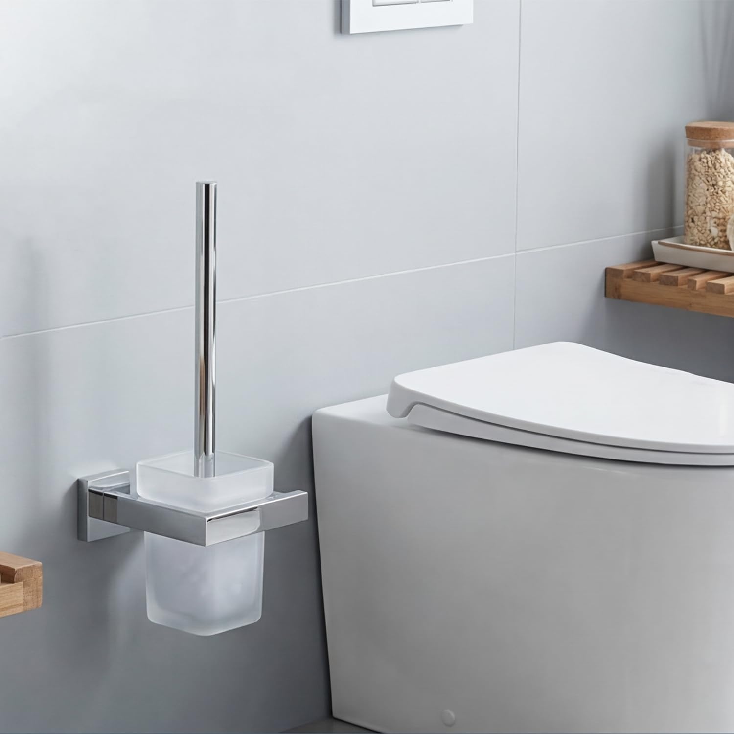 WC-Bürstengarnitur zur Wandmontage - Edelstahl/Satiniertes Glas - bis zu 40% Rabatt