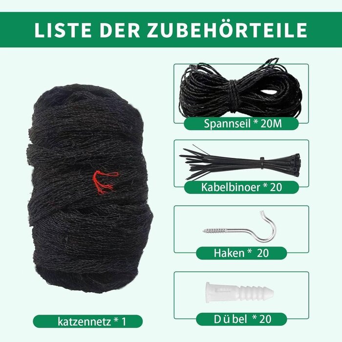 Drahtverstärktes Katzennetz 6x3m - Wetterfest - Jetzt bis zu 40% Rabatt