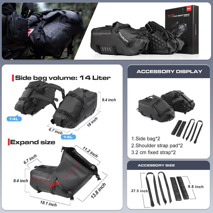Motorrad-Seitentaschen Set 48L: Wasserdicht & Robust - bis zu 35% Rabatt