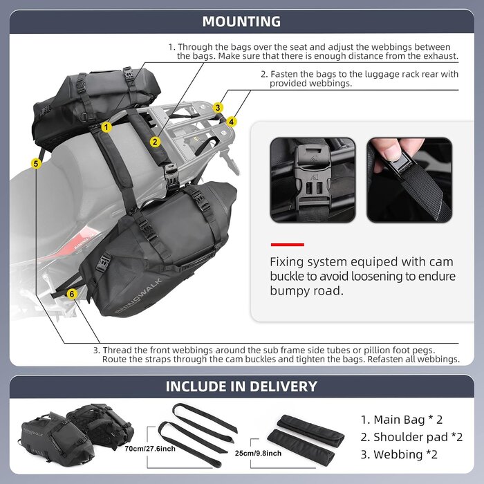 Motorrad-Seitentaschen Set 48L: Wasserdicht & Robust - bis zu 35% Rabatt
