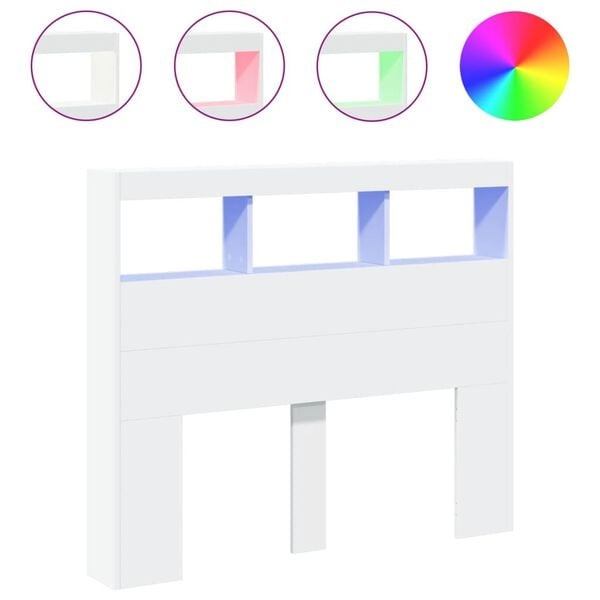 Vidaxl Kopfteilschrank mit LED-Beleuchtung Weiß 120cm - bis zu 66% sparen