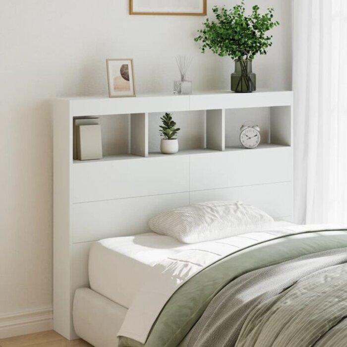 Vidaxl Kopfteilschrank mit LED-Beleuchtung Weiß 120cm - bis zu 66% sparen