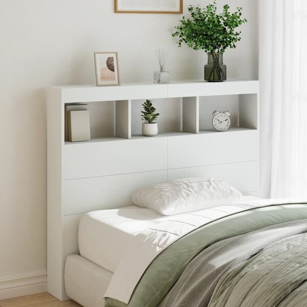 Vidaxl Kopfteilschrank mit LED-Beleuchtung Weiß 120cm - bis zu 66% sparen