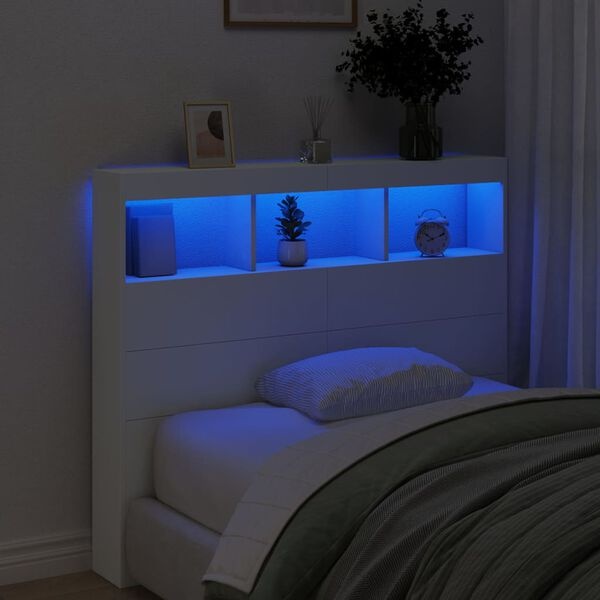 Vidaxl Kopfteilschrank mit LED-Beleuchtung Weiß 120cm - bis zu 66% sparen