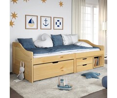 Vidaxl Tagesbett mit 3 Schubladen IRUN 90x200 cm - massives Kiefernholz - bis zu 35% Rabatt